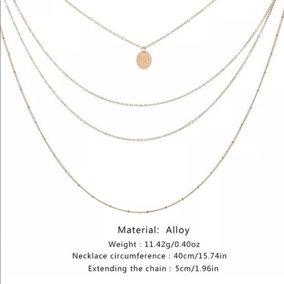 Silver Tone Multi Layer Round Coin Necklace - Picture 3 of 5